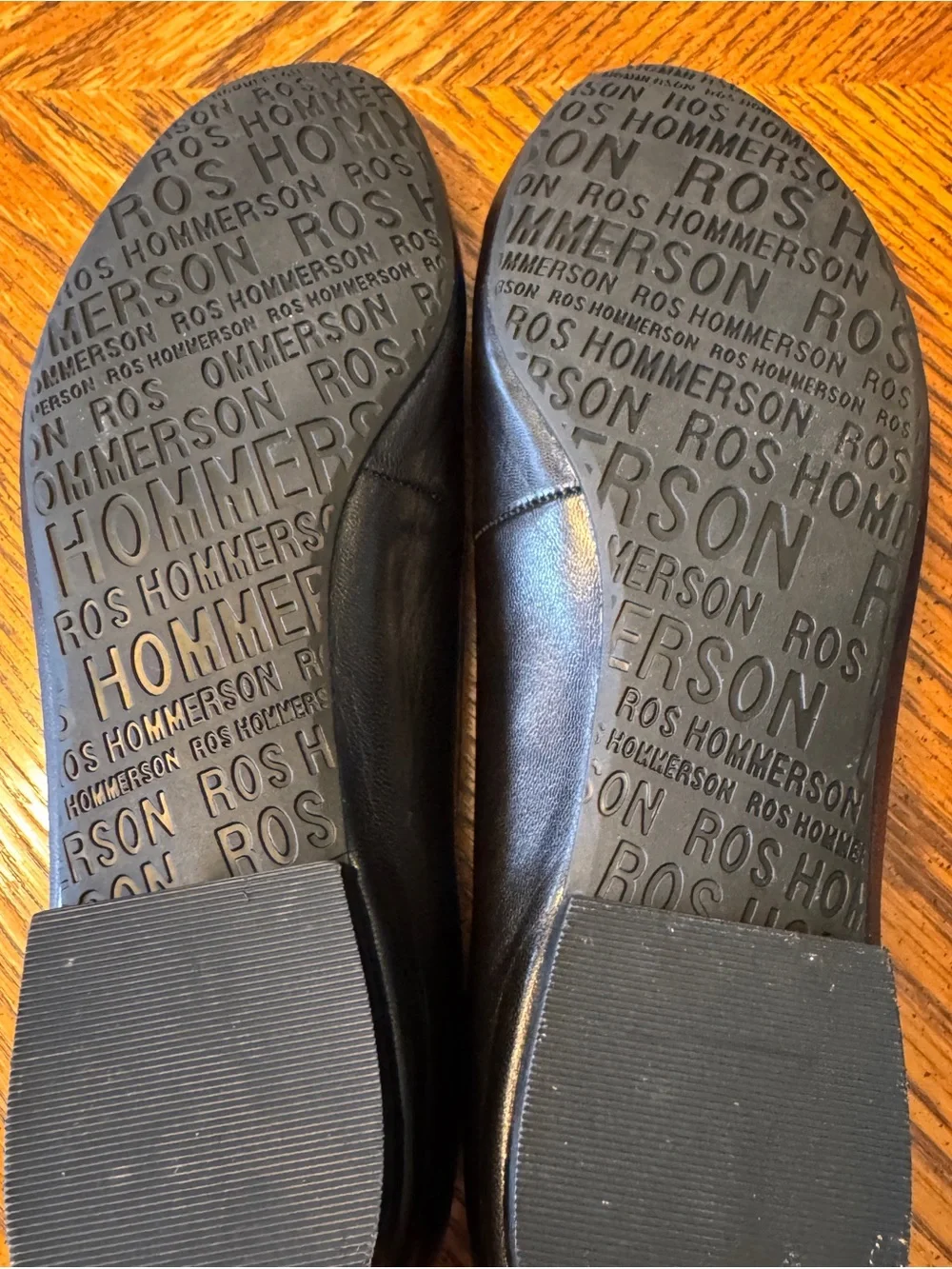 Ros Hommerson Black Leather Slip-On Ballet Flats